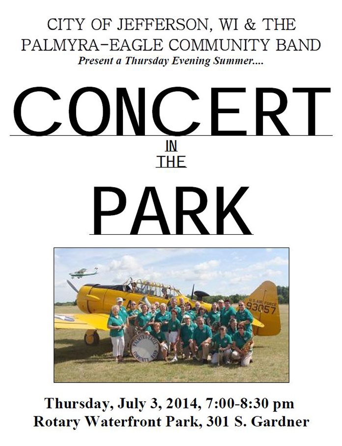 Program From Palmyra-Eagle Community Band Concert July 3, 2014
